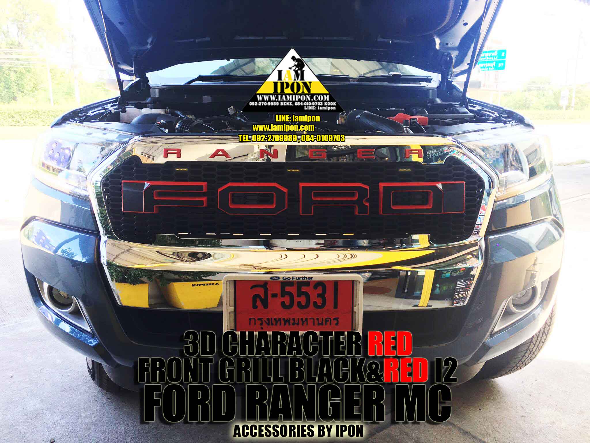 FRONT GRILL BLACK&RED I2 FORD RANGER MC กระจังหน้าดำขอบแดง I2 ฟอร์ดเรนเจอร์ MC