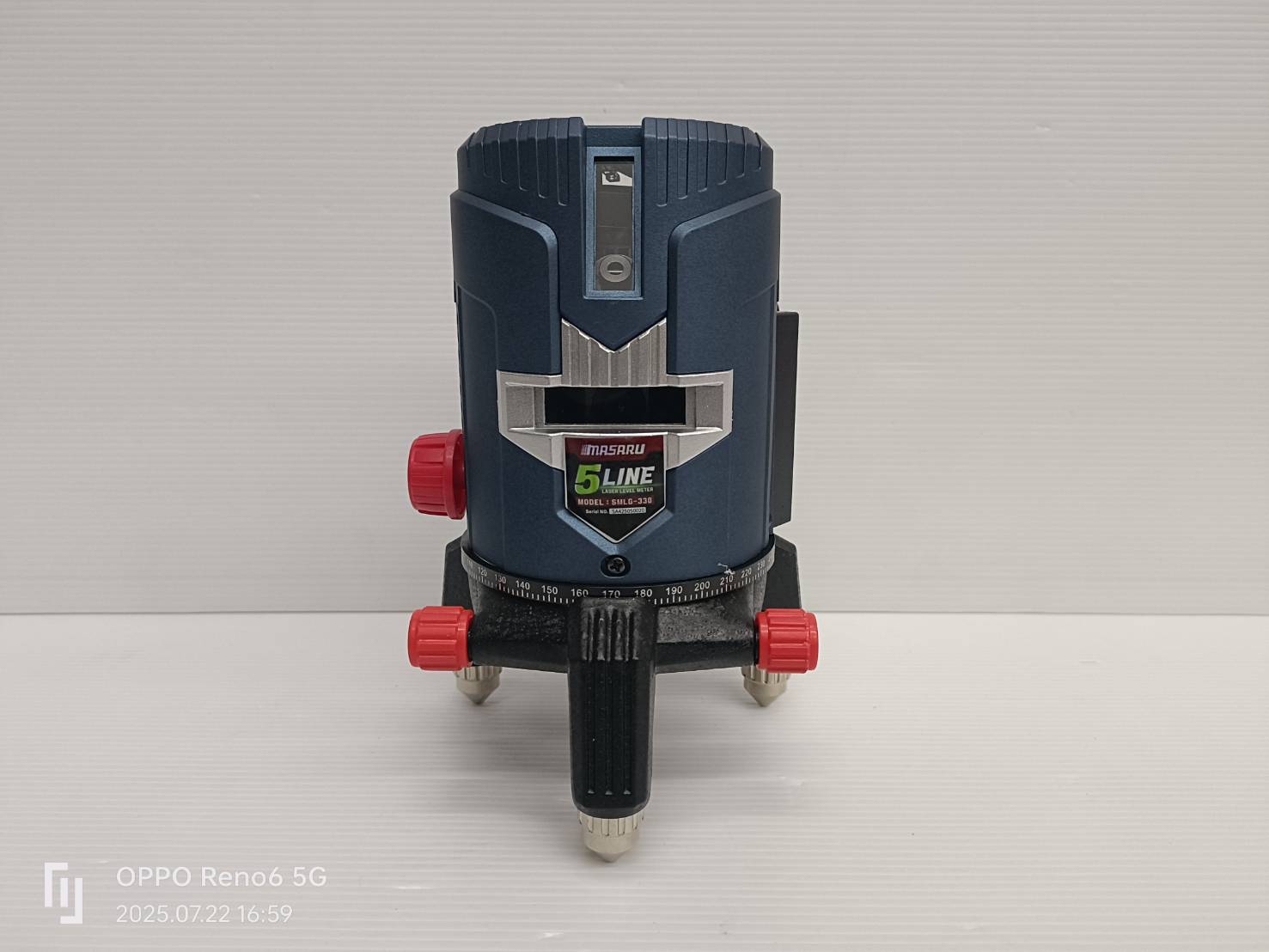 MASARU SMLG-330 เครื่องวัดระดับเลเซอร์แบบแสงสีเขียว 5 เส้น 3.7V (ไม่รวมขาตั้ง)