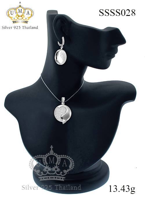 ต่างหูพร้อมจี้ ( เงิน ) = Earring with Pendant ( Silver )