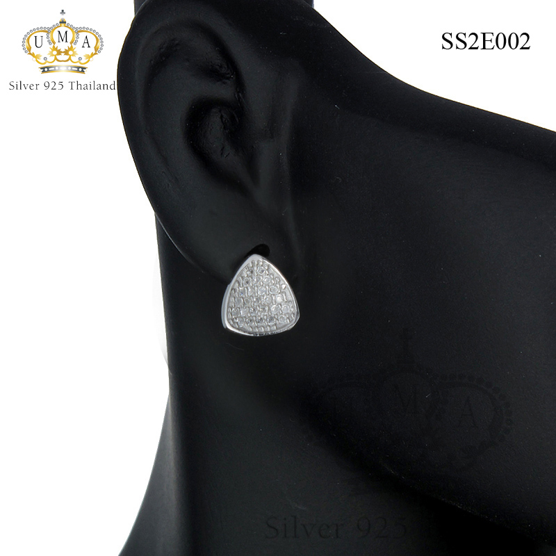 ต่างหูเงินแท้925ประดับเพรชแท้สวิส