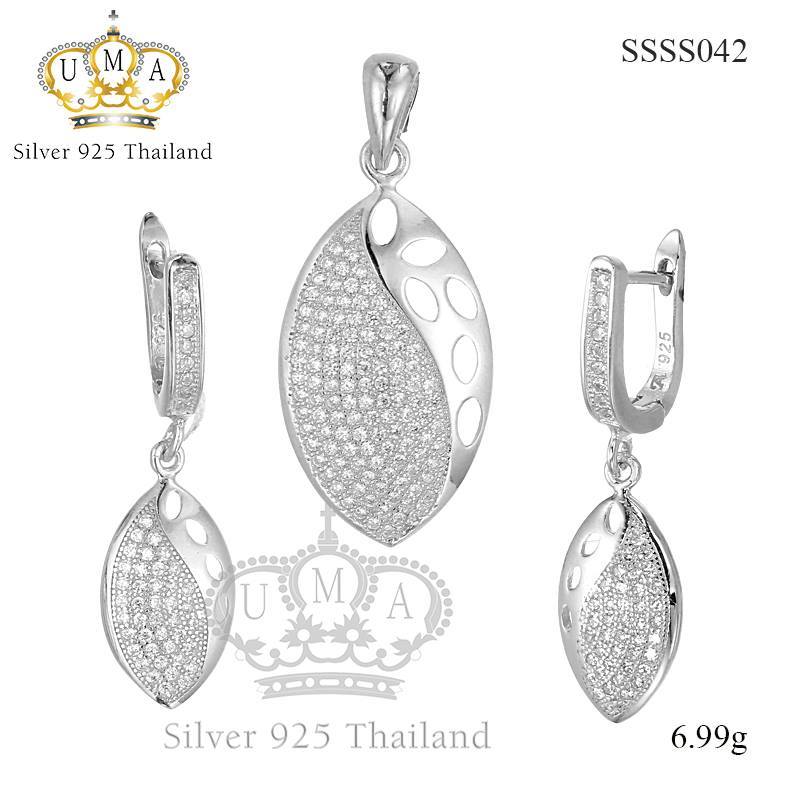 ต่างหูพร้อมจี้ ( เงิน ) = Earring with Pendant ( Silver )