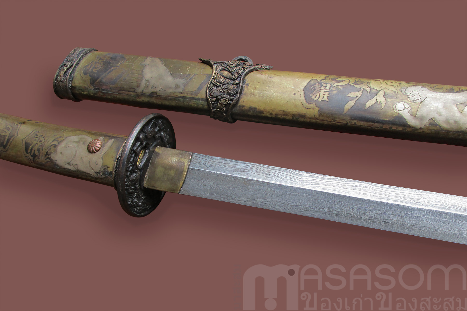 ดาบญี่ปุ่นขนาดกลางลาย 12 นักษัตร