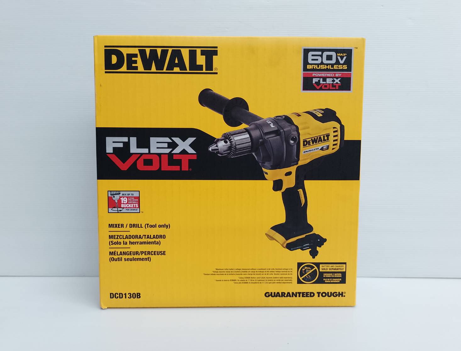 DEWALT รุ่น DCD130B สว่านผสมปูน 60V Max แรงบิดสูง (เฉพาะตัวเครื่อง)
