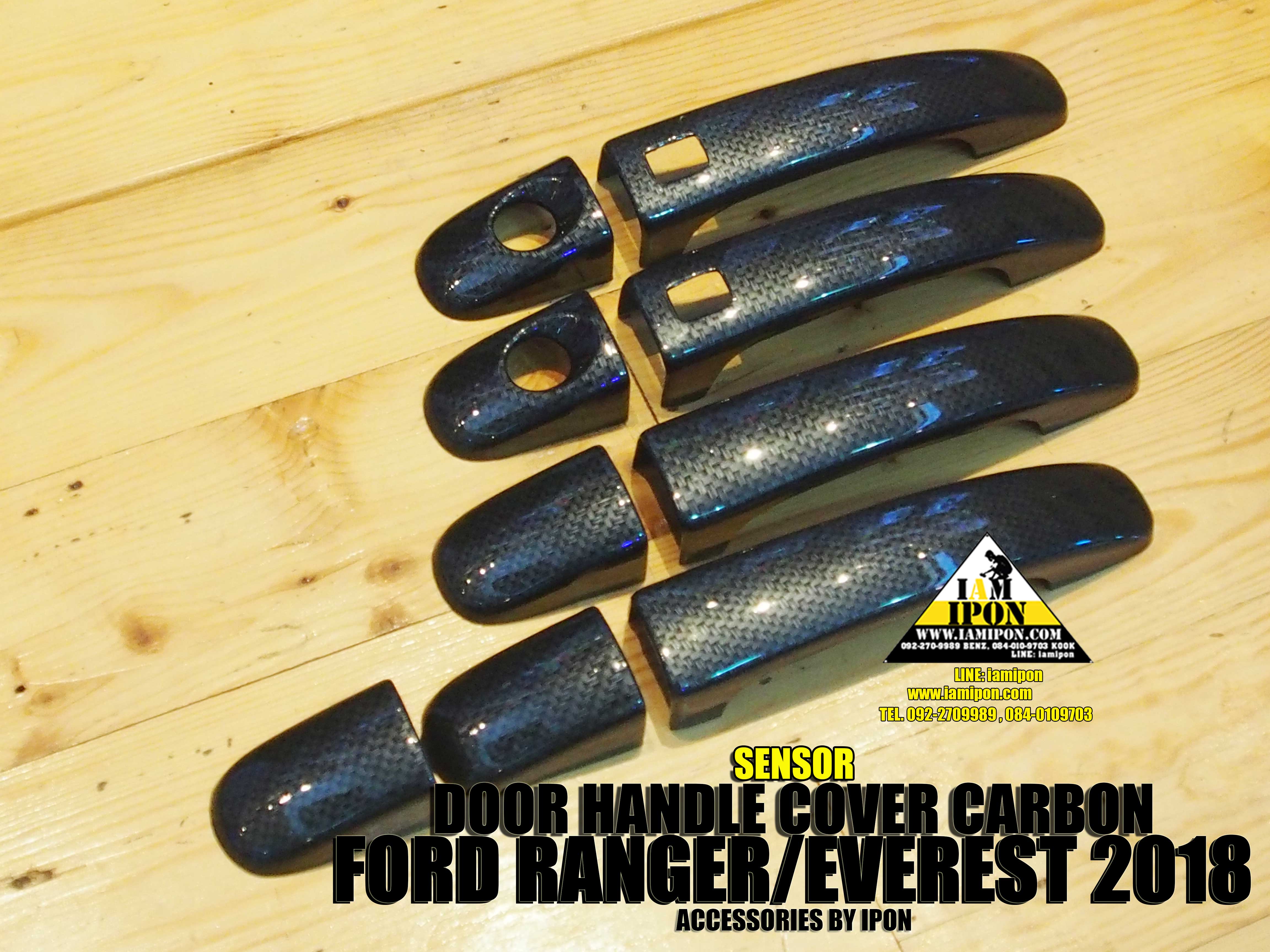 DOOR HANDLE FORD EVEREST CARBON ครอบมือจับคาร์บอนฟอร์ดเอเวอร์เรสต์ 2018 ( เว้าเซ็นเซอร์ )