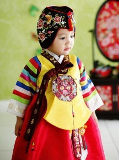 ชุดฮันบก+หมวก เด็กหญิง1-2 ปี(ทังอี) เสื้อสีขาว/กระโปงสีแดง