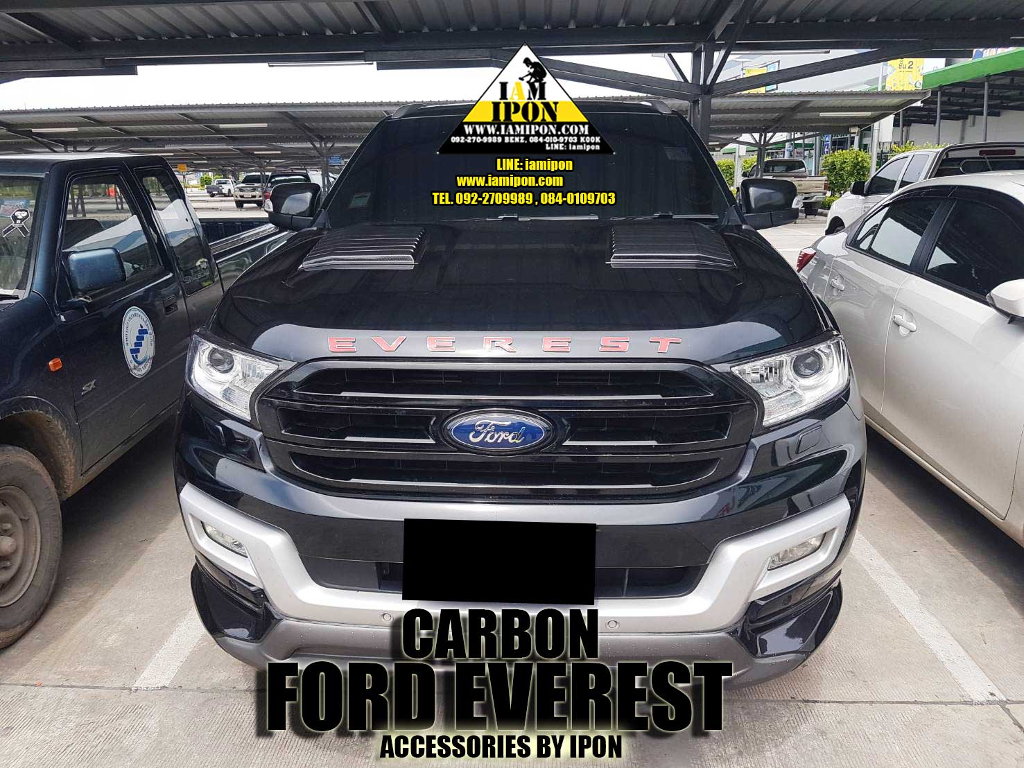 SCOOP BONNET CARBON FORD EVEREST สกู๊ปหลอกฝากระโปรงหน้าคาร์บอนฟอร์ดเอเวอเรสต์