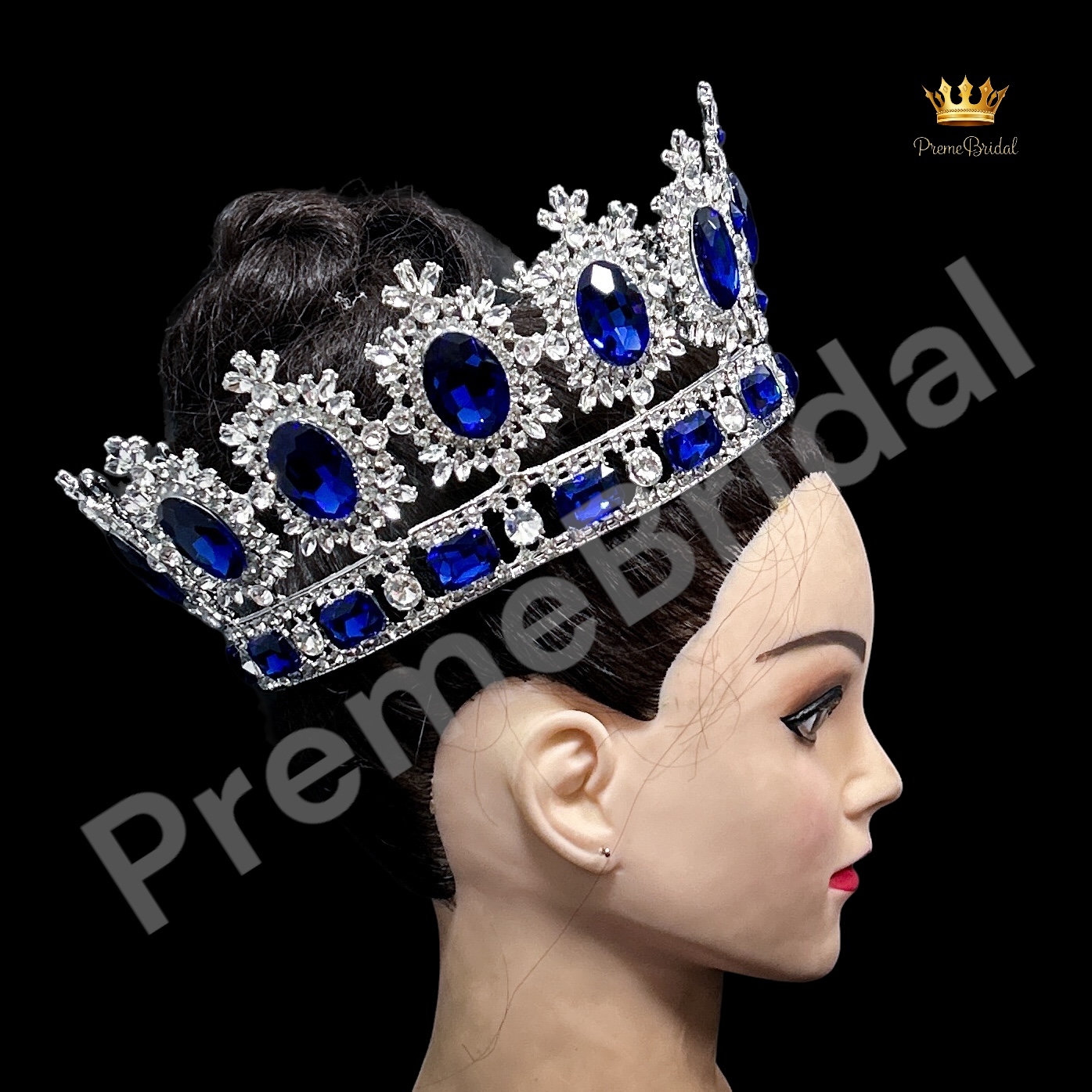 (พร้อมส่ง) มงกุฏผู้ชาย 027 สีน้ำเงิน มงกุฎผู้ชาย มงกุฎพระราชา มงกุฎประกวด