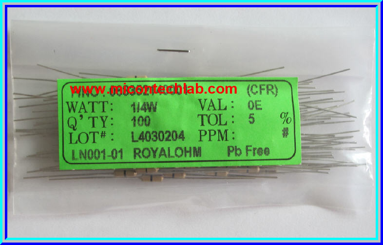 10x ตัวต้านทาน 0 Ohm 1/4 Watt 5% Cabon