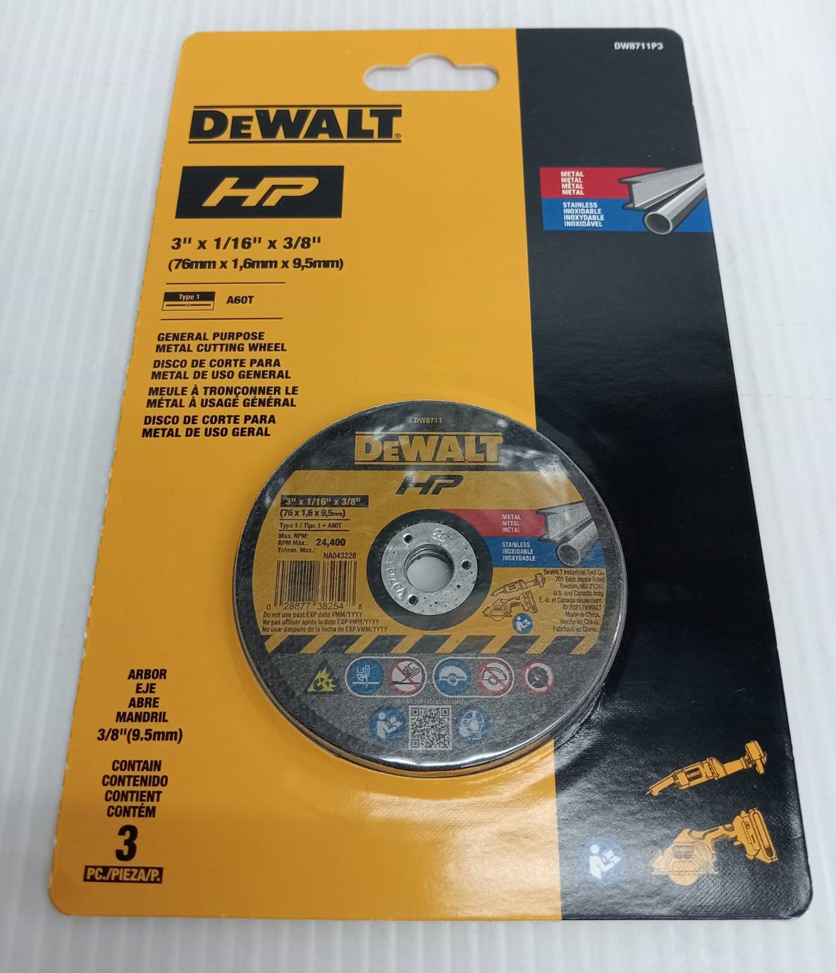 DEWALT DW8711P3 ใบตัด 3" Metal (แพ็ค 3ใบ) สำหรับ DCS438B