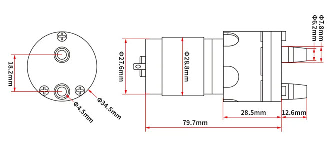1x ปั๊มน้ำ 12Vdc อัตราการไหล 1.45 L/min