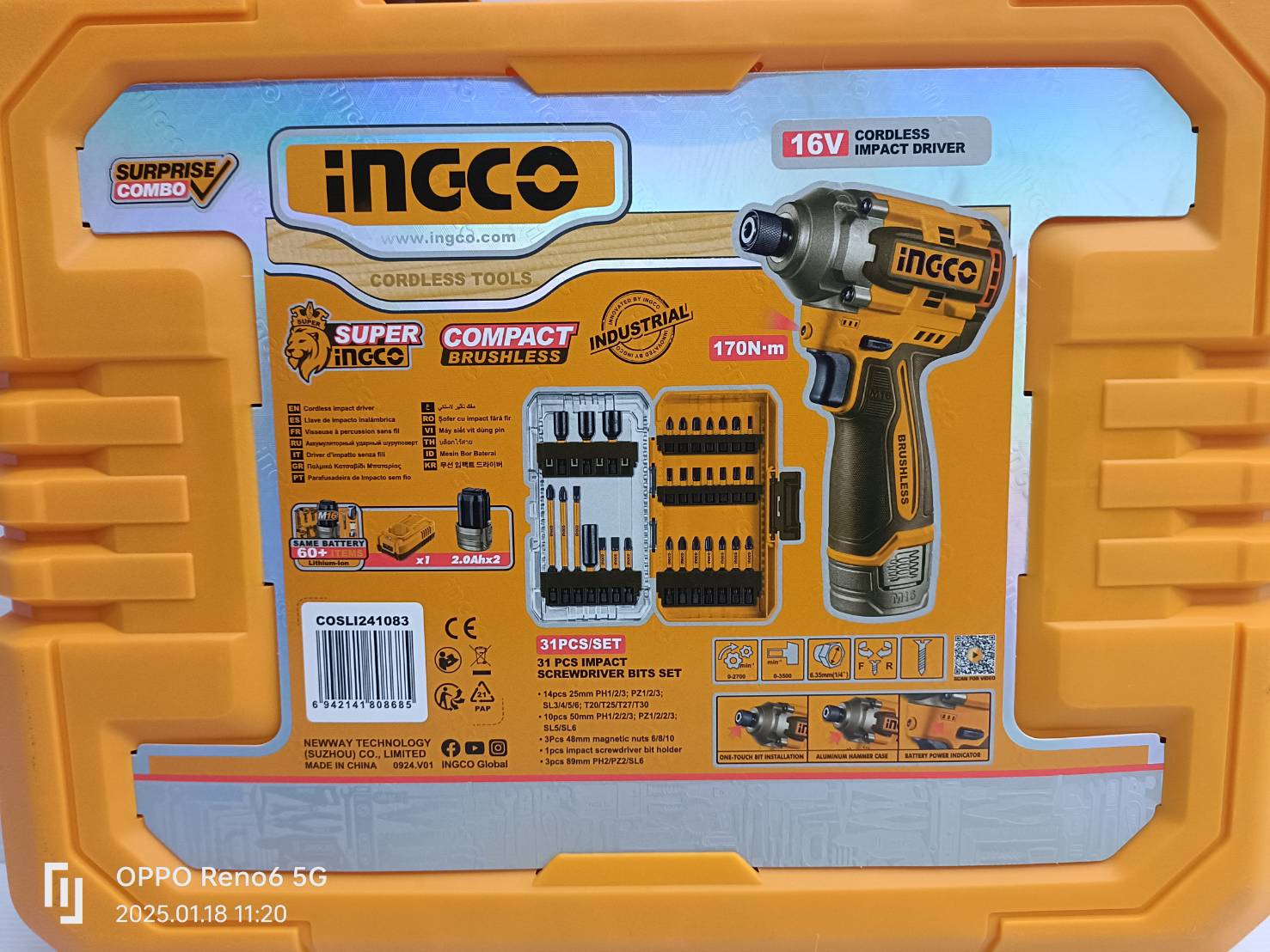 INGCO ไขควงกระแทกไร้สาย 16V รุ่น COSLI241083