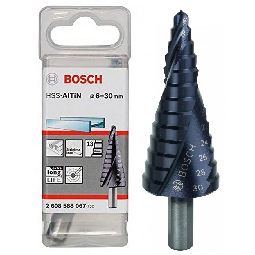 ดอกสเต็ป HSS Aluminium Titanium 13 step 6-30mm. (Black) BOSCH