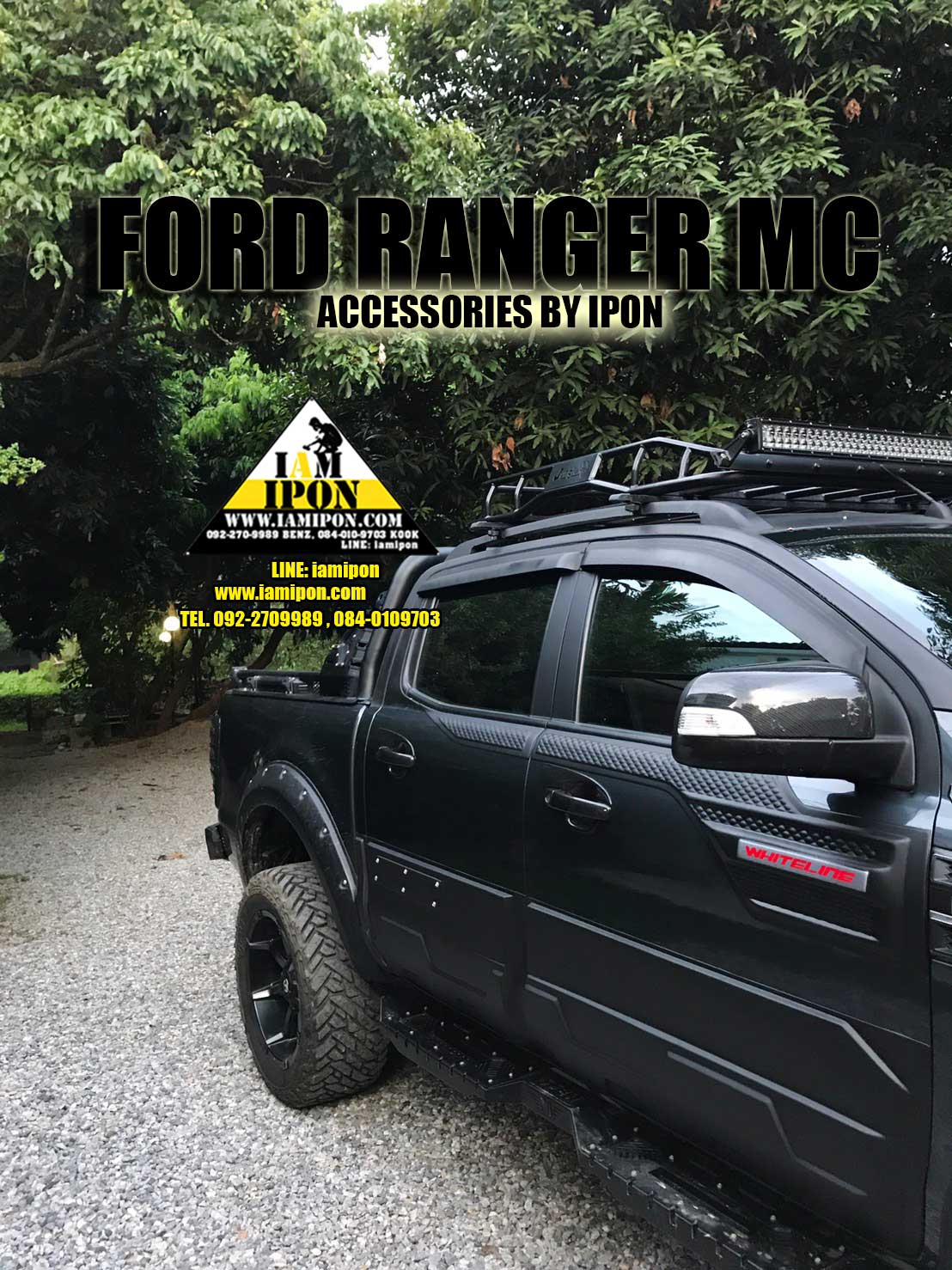 BODY SIDE CLADDING FORD RANGER T6-MC 4D FLATBLACK กาบประตูข้าง 4 ประตูดำด้านฟอร์ดเรนเจอร์ T6-MC