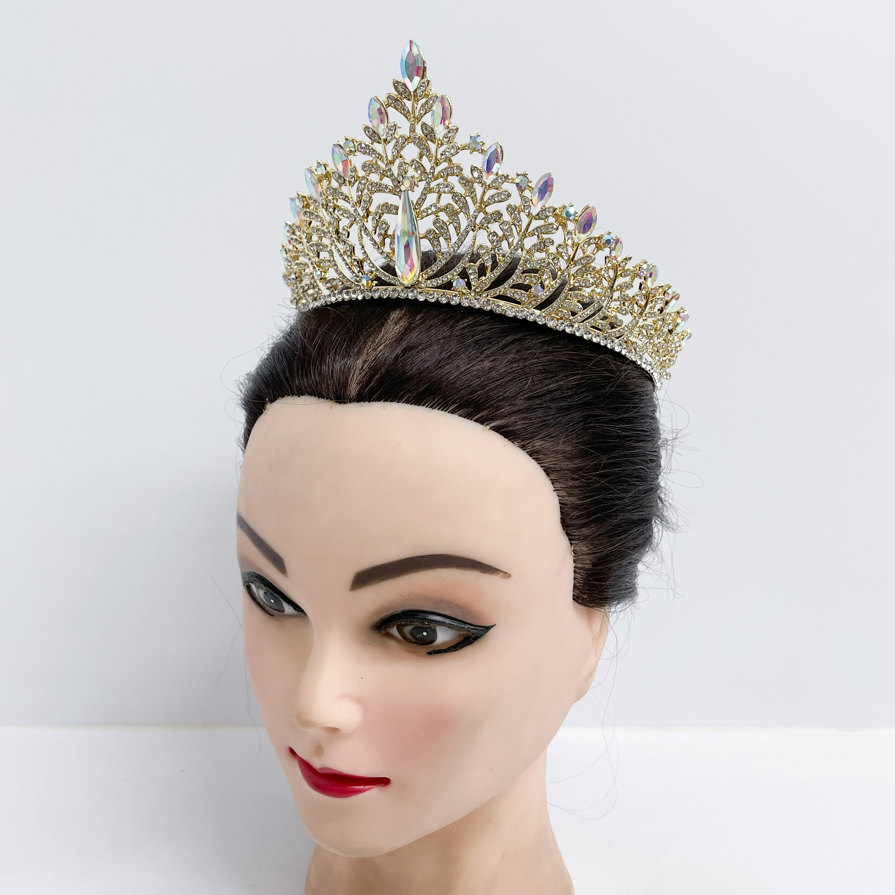 (พร้อมส่ง) เทียร่า 301 สีทองเพชรรุ้ง มงกุฎนางงาม งานสวย ปราณีต QCเพชรทุกเม็ด สินค้าพร้อมส่งจากไทย