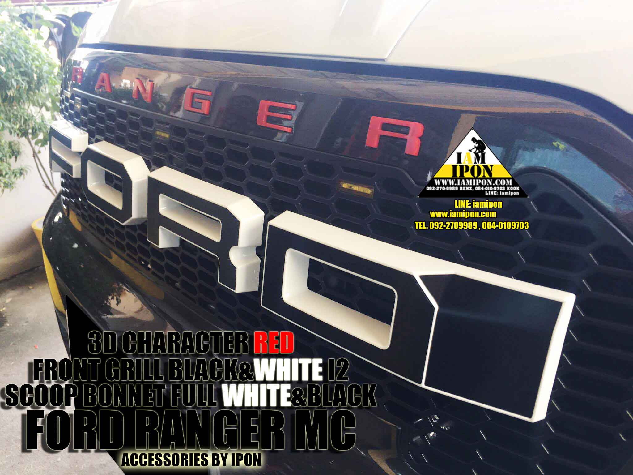 FRONT GRILL BLACK&WHITE I2 FORD RANGER MC กระจังหน้าดำขอบขาว I2 ฟอร์ดเรนเจอร์ MC