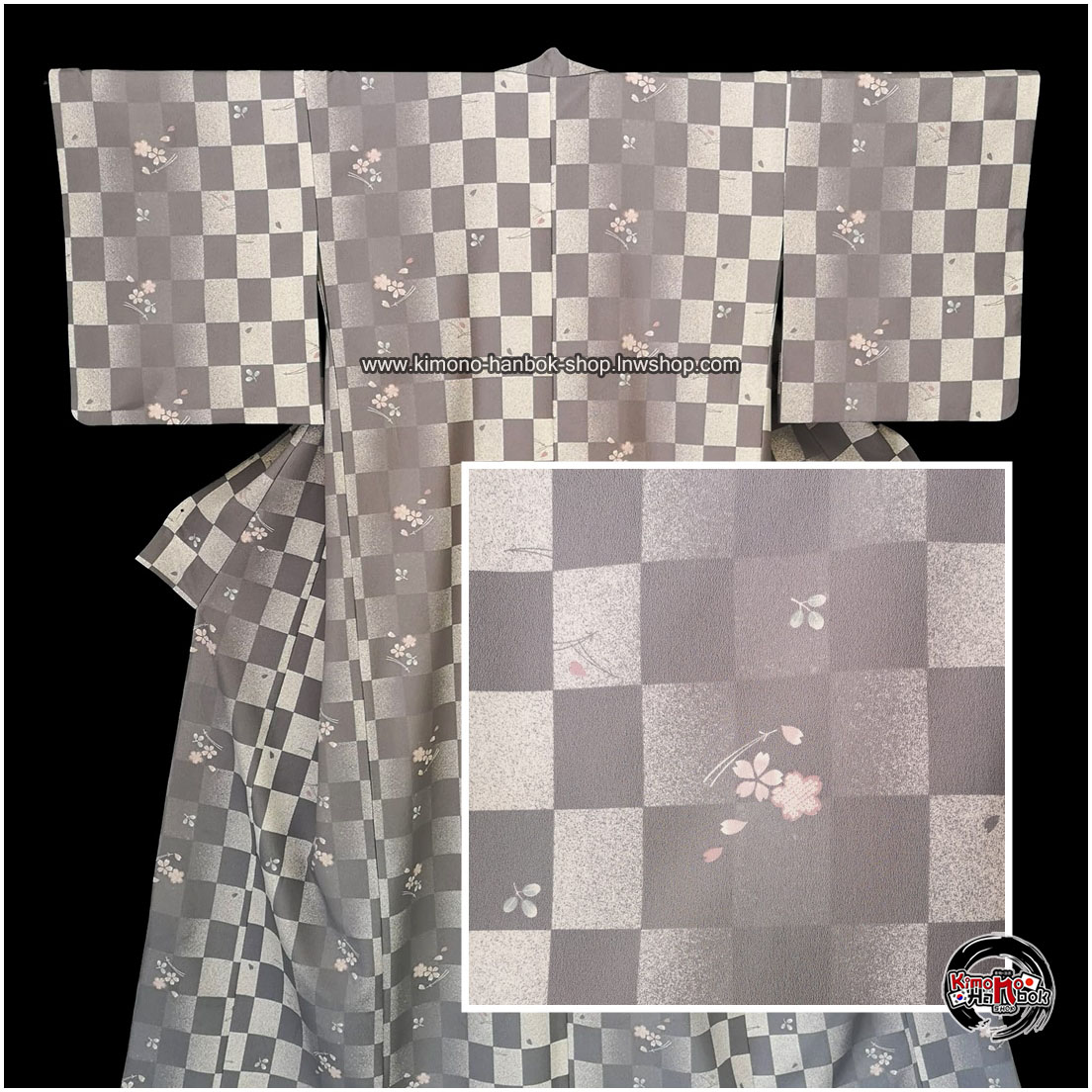 ชุดกิโมโนสีเทาอมม่วง ลาย04