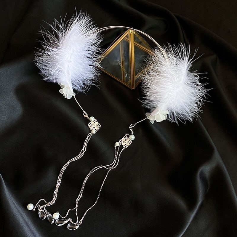 (ส่งด่วน ส่งเร็ว) คาดผมขนนกพร้อมพู่หรูหรา ลุคคุณหนูสุดๆ เด็กใส่ได้ ส่งจาก จ.อุบลราชธานี