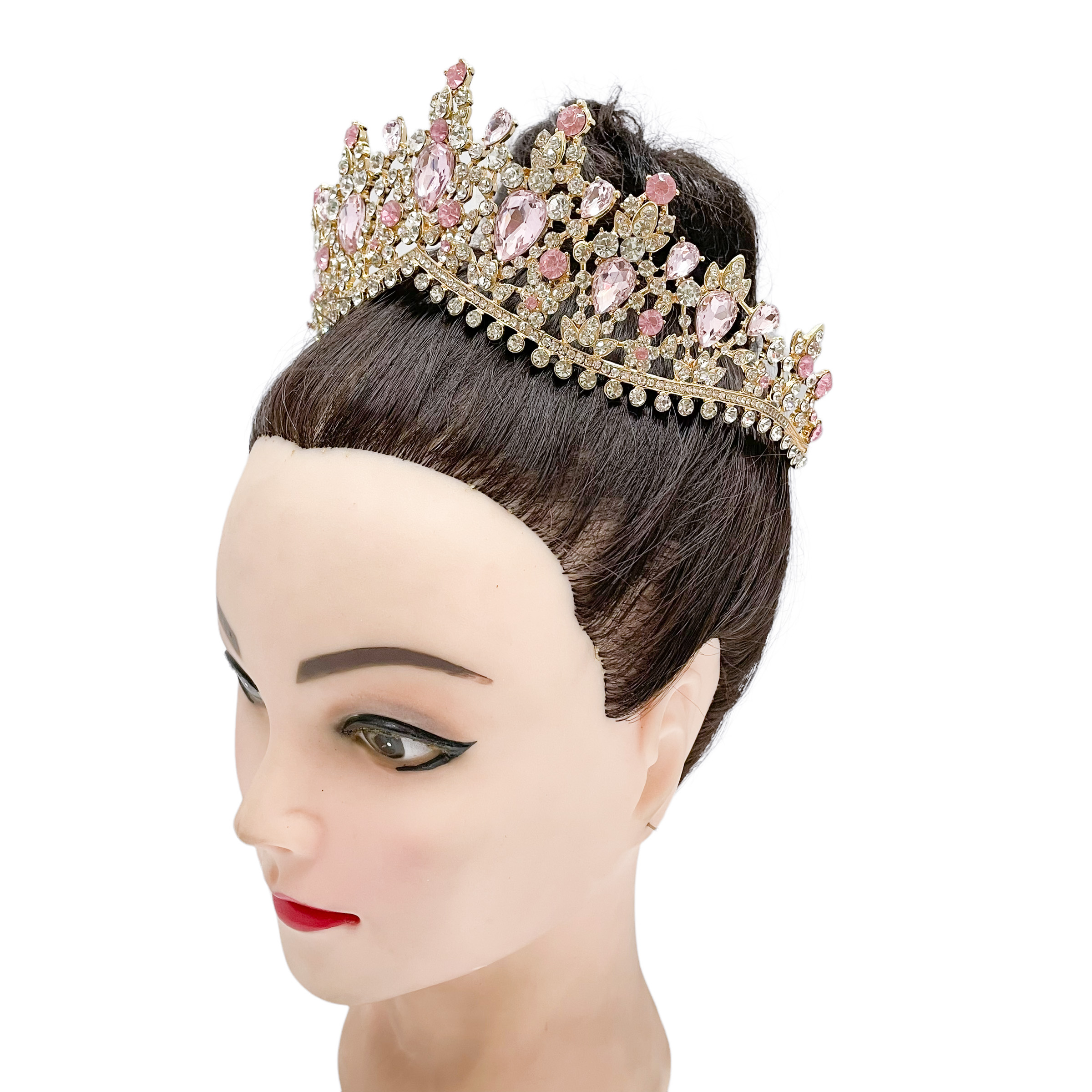 (พร้อมส่ง) เทียร่า 332 สีชมพู มงกุฎนางงาม งานสวย ปราณีต QCเพชรทุกเม็ด สินค้าพร้อมส่งจากไทย