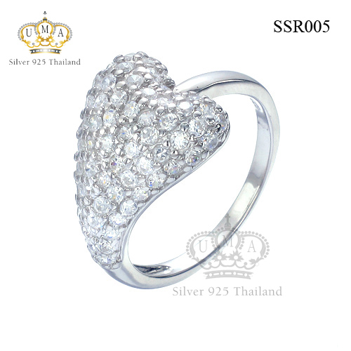 แหวนเงินแท้925เพรชประดับเพรชแท้สวิส เกรดดี น้ำใส