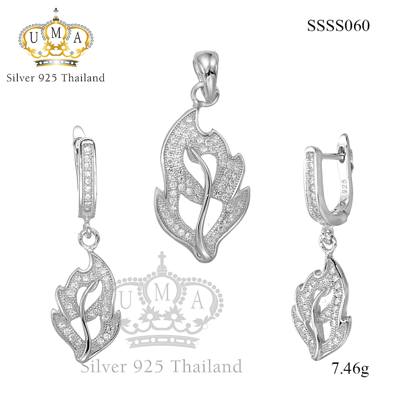 ต่างหูพร้อมจี้ ( เงิน ) = Earring with Pendant ( Silver )