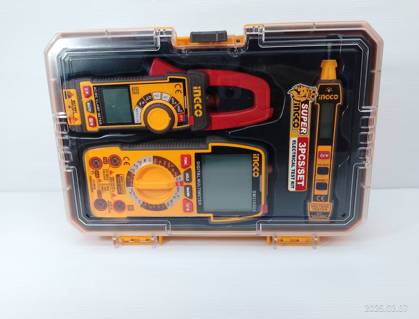 INGCO COMBO SET ชุดช่างไฟฟ้า ปากกาวัดไฟ+มัลติมิเตอร์+แคลมป์มิเตอร์ 3ตัวชุด รุ่น COS24067