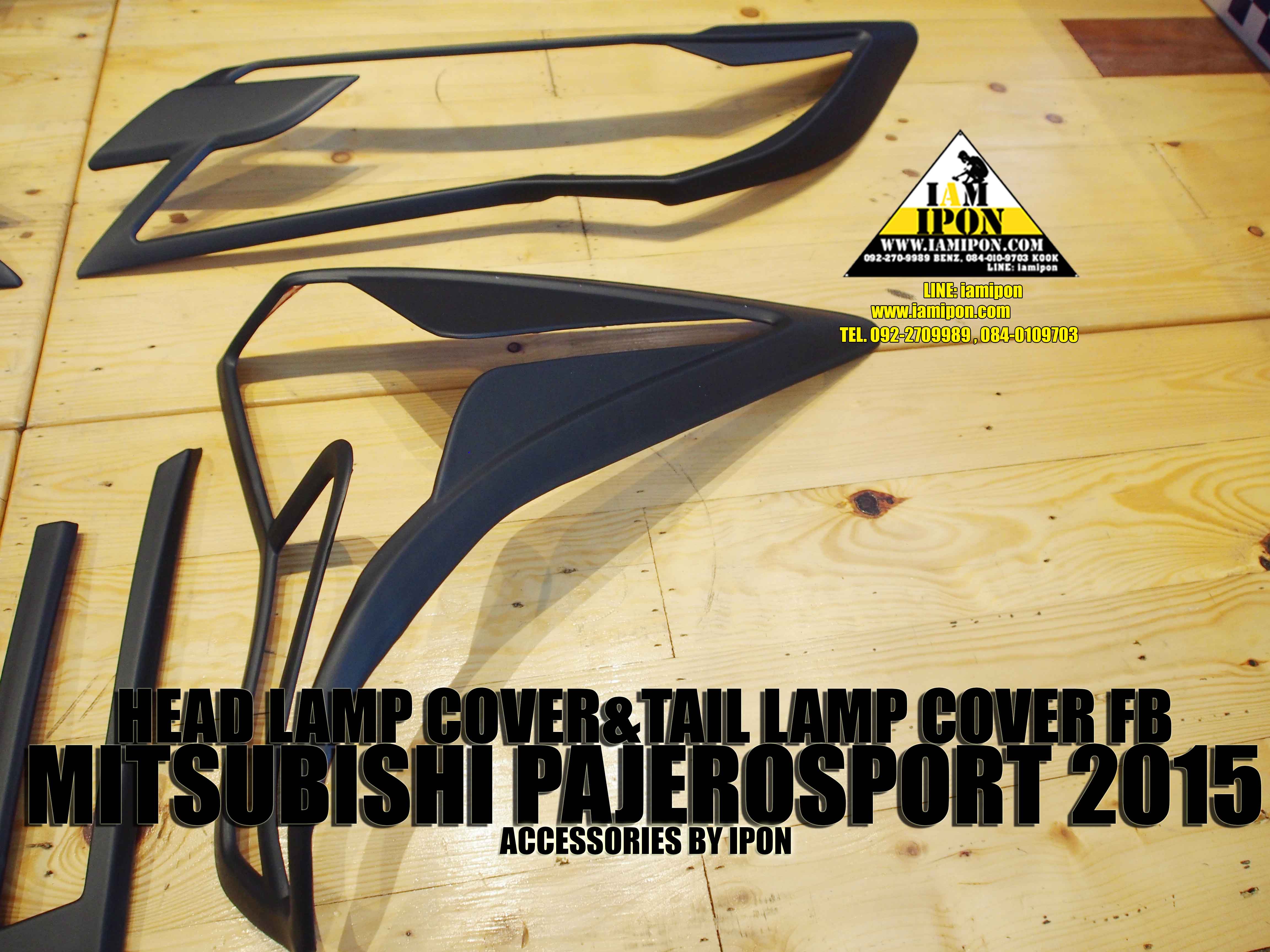 HEAD LAMP COVER PAJERO SPORT 2015 FLATBLACK ครอบไฟหน้าดำด้าน ปาเจโร่สปอร์ต 2015