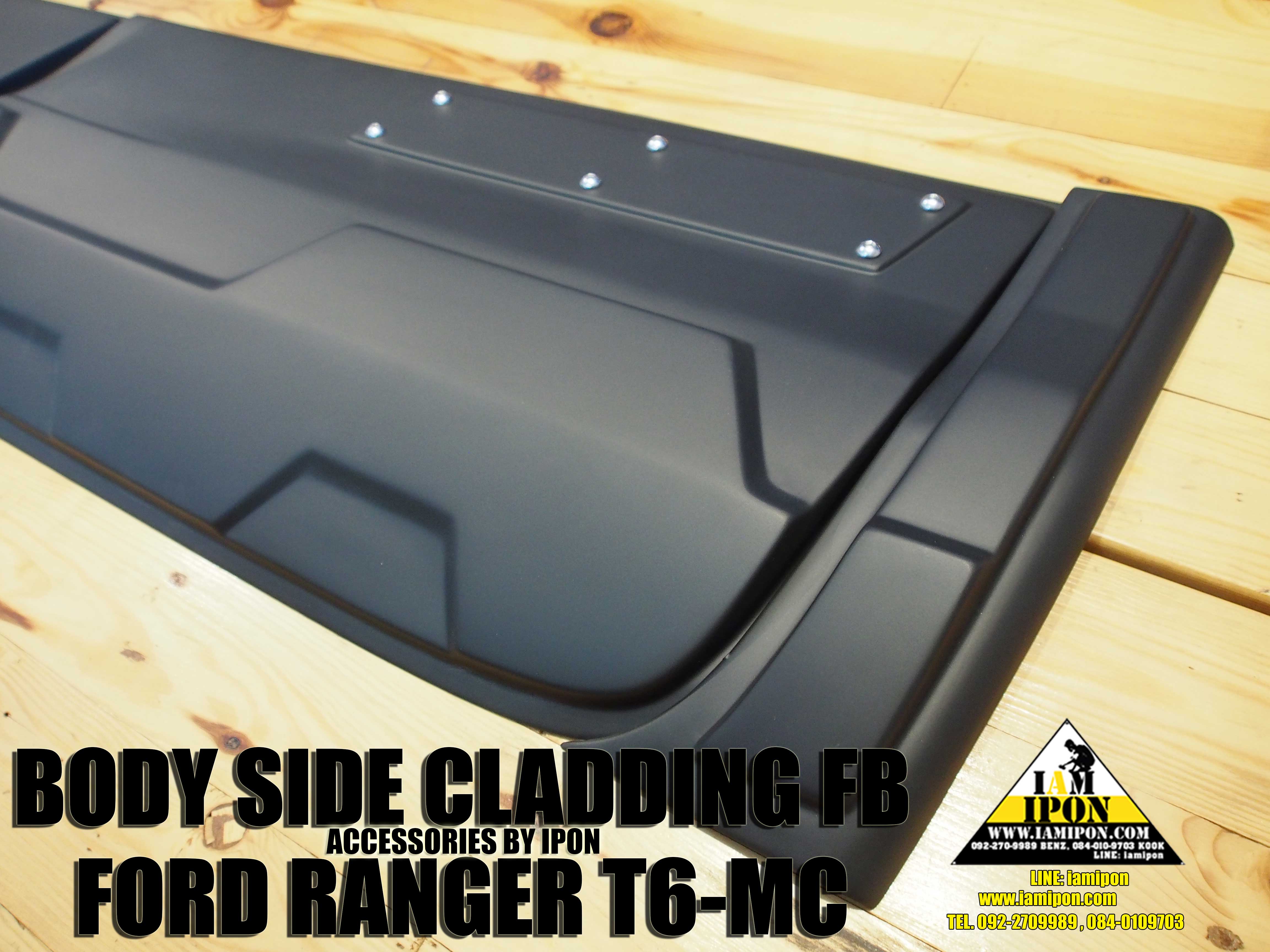BODY SIDE CLADDING FORD RANGER T6-MC 4D FLATBLACK กาบประตูข้าง 4 ประตูดำด้านฟอร์ดเรนเจอร์ T6-MC
