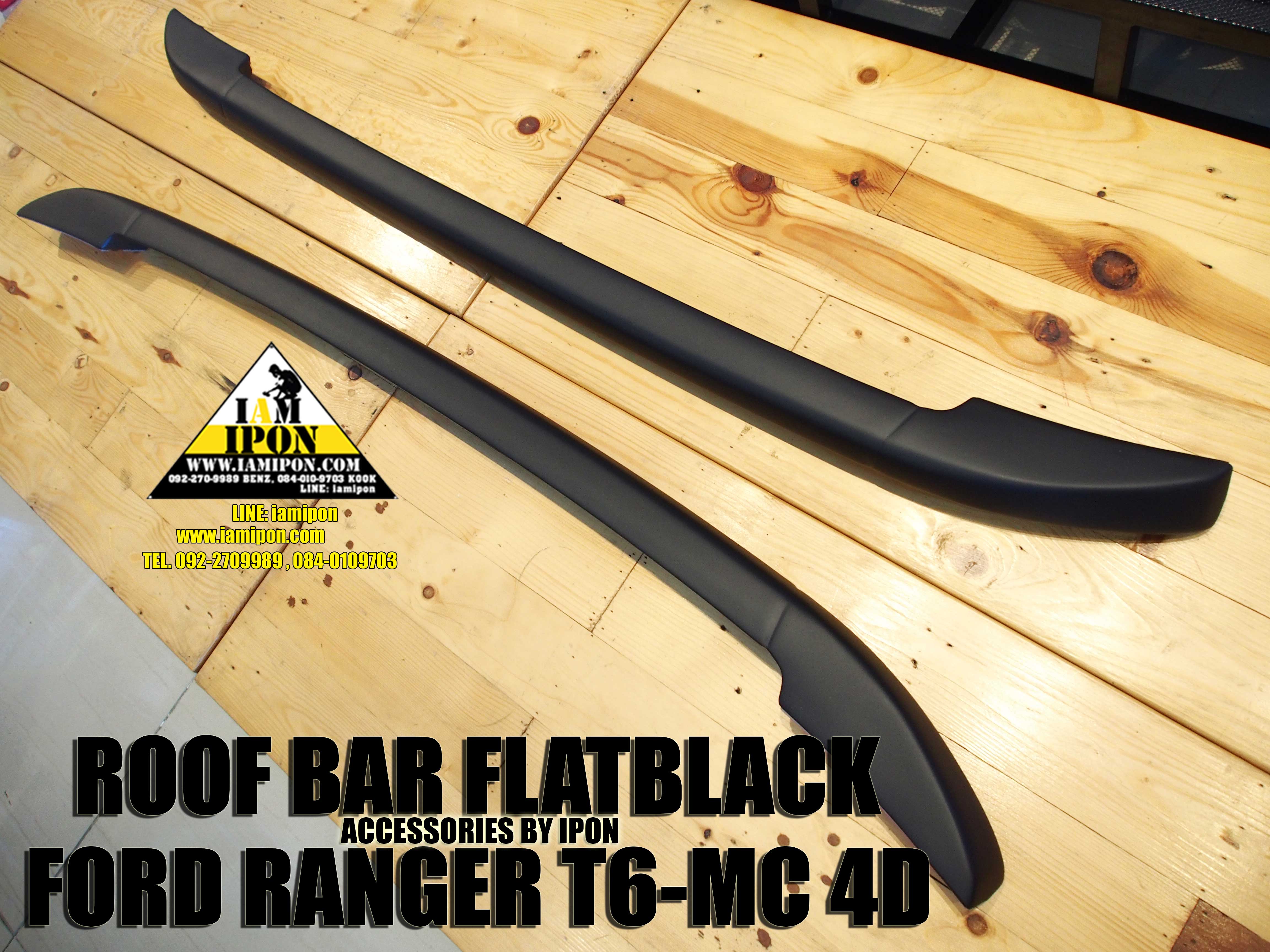 ROOF BAR FORD RANGER T6-MC 4D FLATBLACK ราวหลังคาดำด้านแบบกาวฟอร์ดเรนเจอร์ 4 ประตู T6-MC