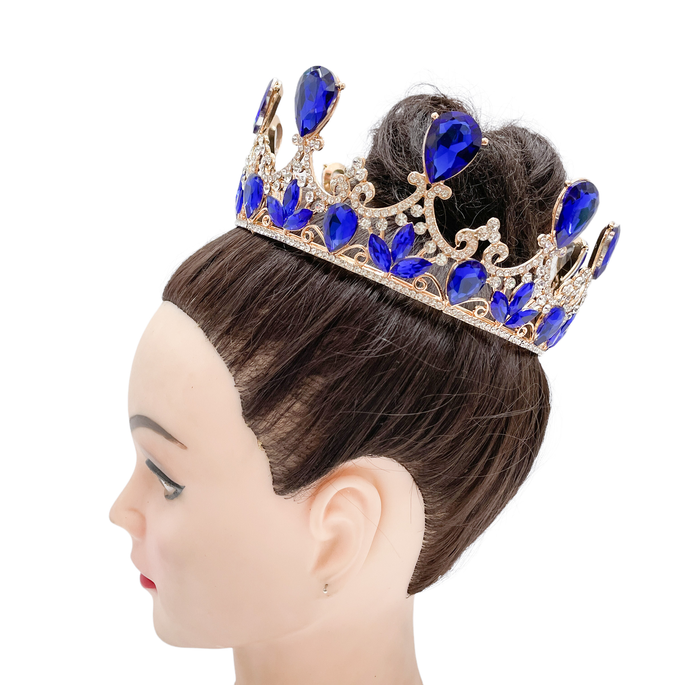 (พร้อมส่ง) มงกุฎ 026 สีน้ำเงิน มงกุฎนางงาม มงกุฎเจ้าหญิง งานสวย ปราณีต QCเพชรทุกเม็ด สินค้าพร้อมส่งจากไทย