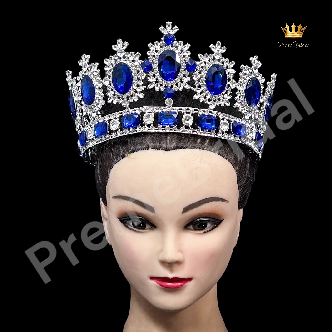(พร้อมส่ง) มงกุฏผู้ชาย 027 สีน้ำเงิน มงกุฎผู้ชาย มงกุฎพระราชา มงกุฎประกวด