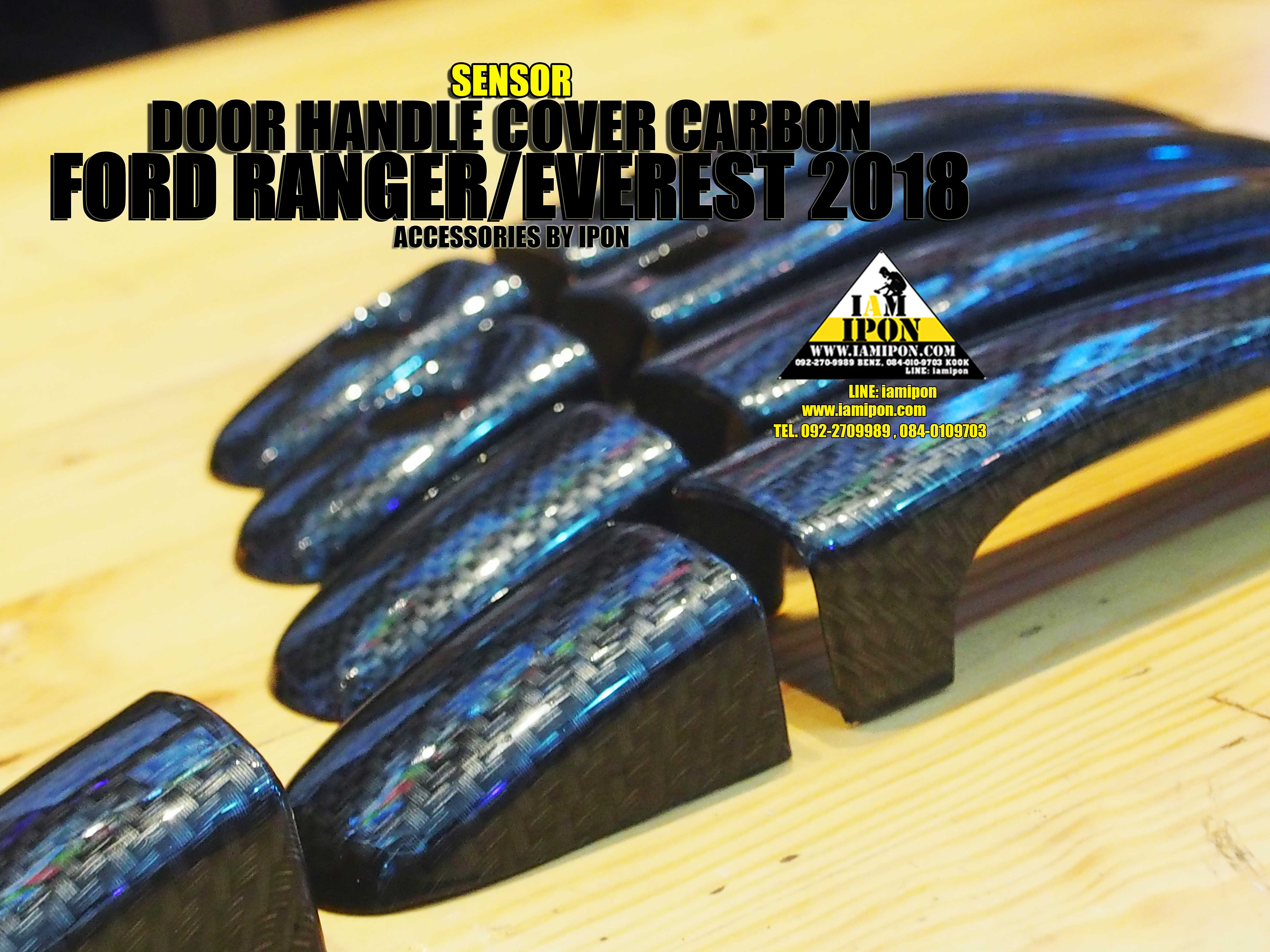 DOOR HANDLE FORD EVEREST CARBON ครอบมือจับคาร์บอนฟอร์ดเอเวอร์เรสต์ 2018 ( เว้าเซ็นเซอร์ )