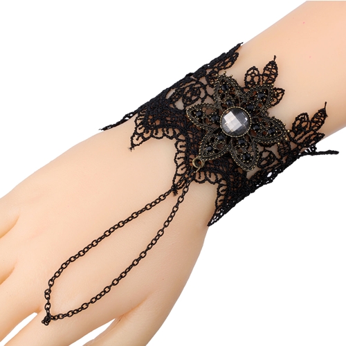 สร้อยข้อมือ Style Gothic Lolita ลูกไม้สีดำ