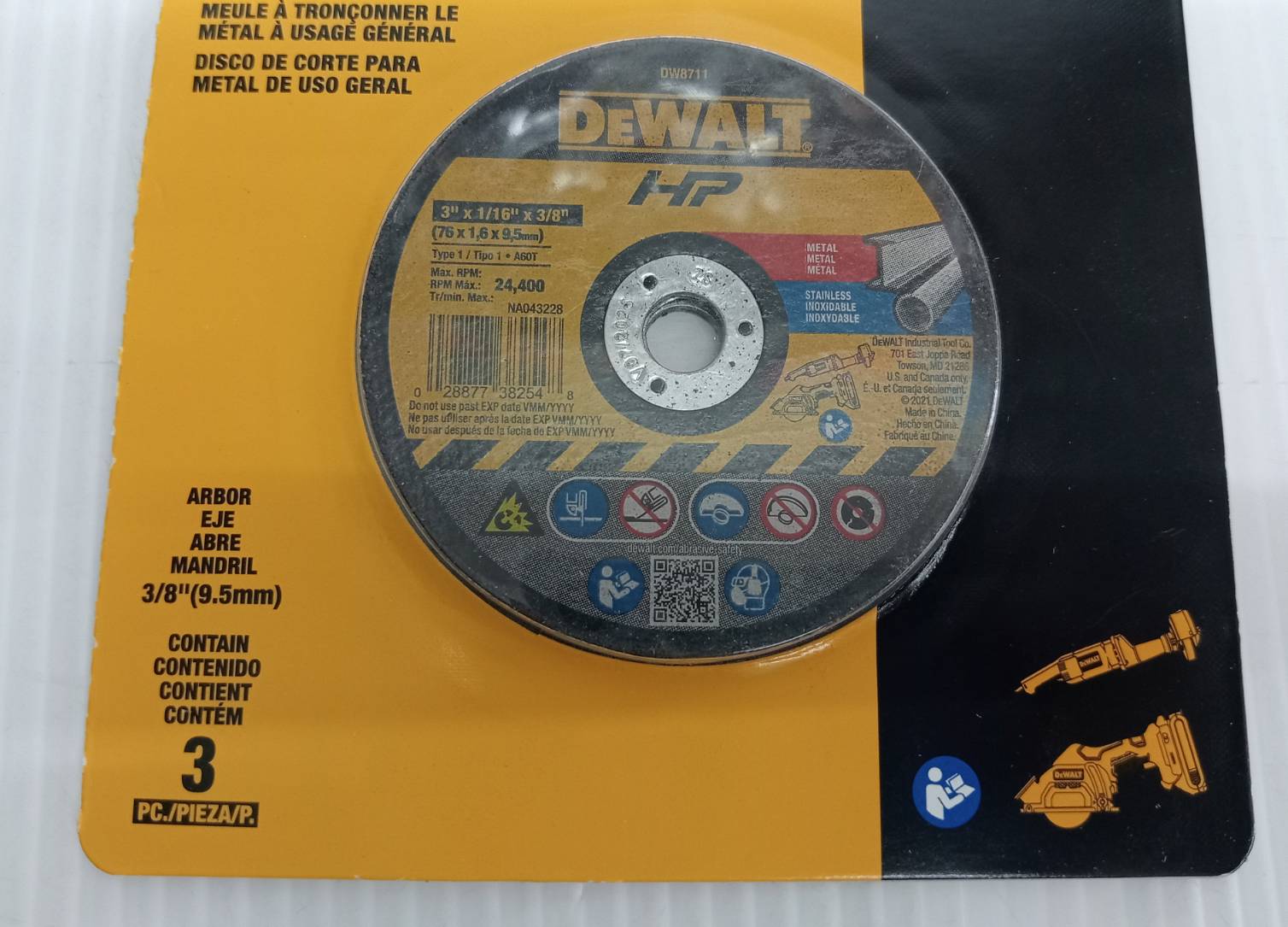 DEWALT DW8711P3 ใบตัด 3" Metal (แพ็ค 3ใบ) สำหรับ DCS438B