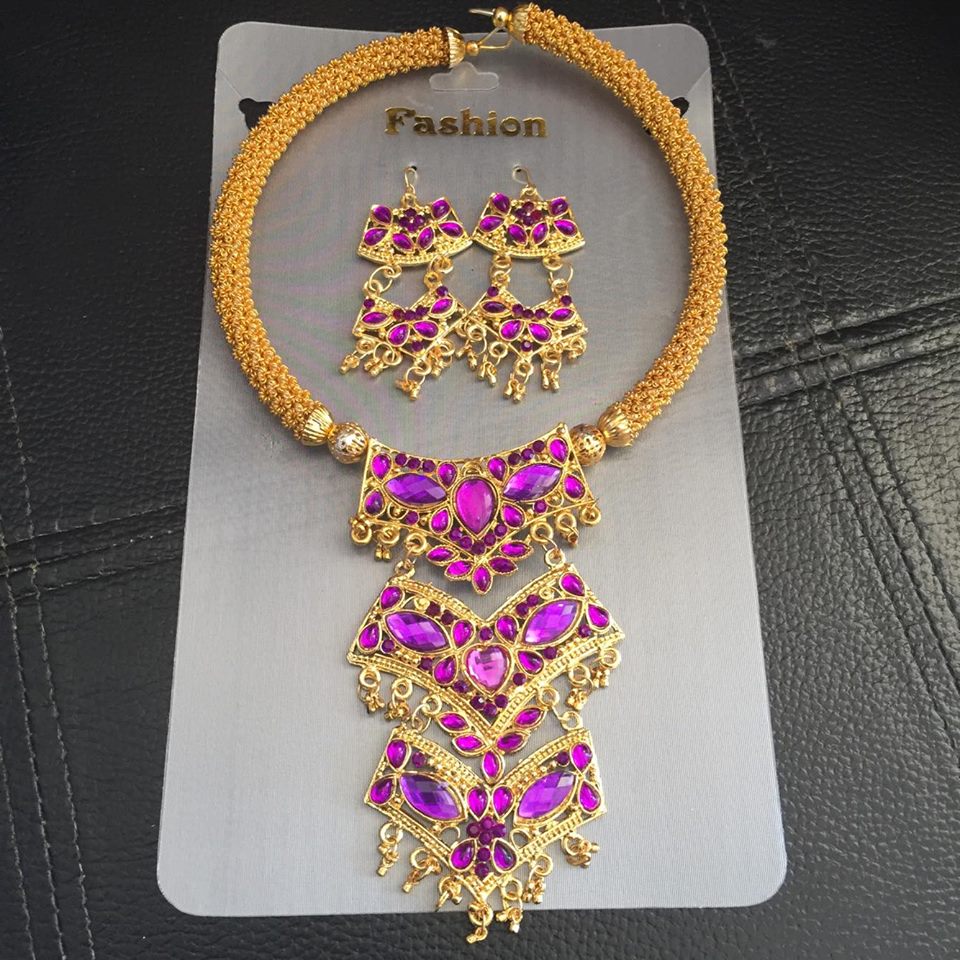 (พร้อมส่ง) เครื่องประดับอินเดีย 014 สีชมพูบานเย็น