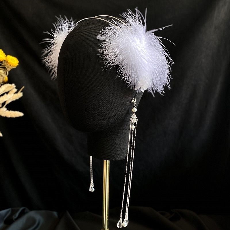 (ส่งด่วน ส่งเร็ว) คาดผมขนนกพร้อมพู่หรูหรา ลุคคุณหนูสุดๆ เด็กใส่ได้ ส่งจาก จ.อุบลราชธานี