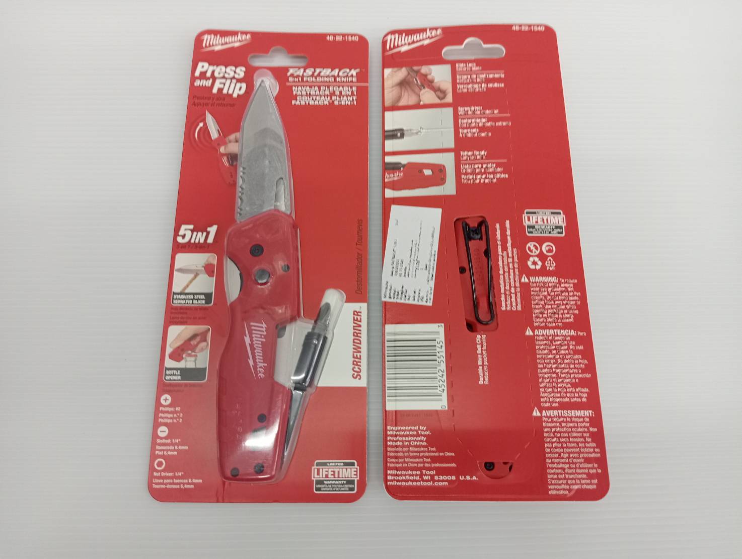มีดพับอเนกประสงค์Fastback 5 in 1 Folding Utility Knife 48-22-1540 MILWAUKEE