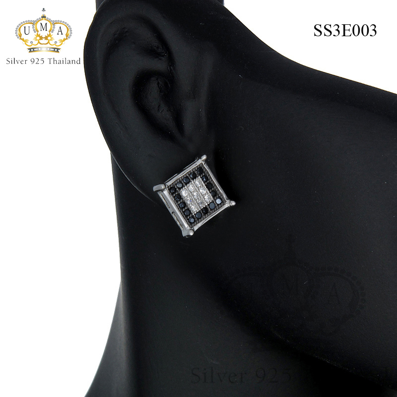 ต่างหูเงินแท้925ประดับเพรชแท้สวิส