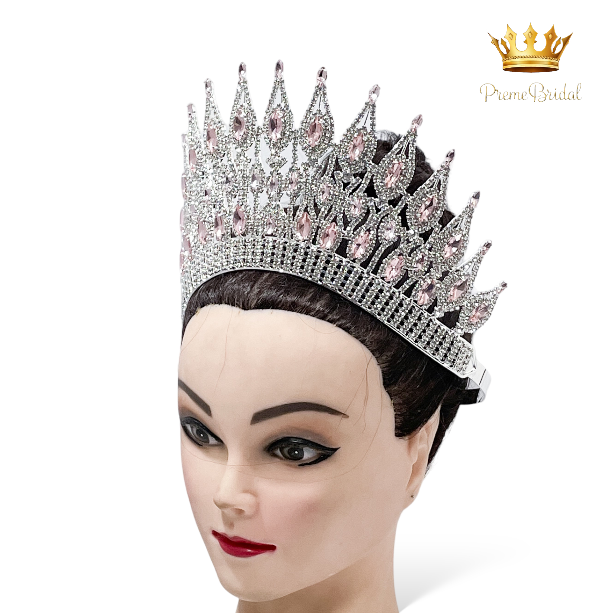 (พร้อมส่งจากไทย) มงกุฏ 119 สีชมพู งานสวย งานนางงาม รุ่นฐานกลม ปรับขนาดได้ ส่งด่วน ส่งจากไทย