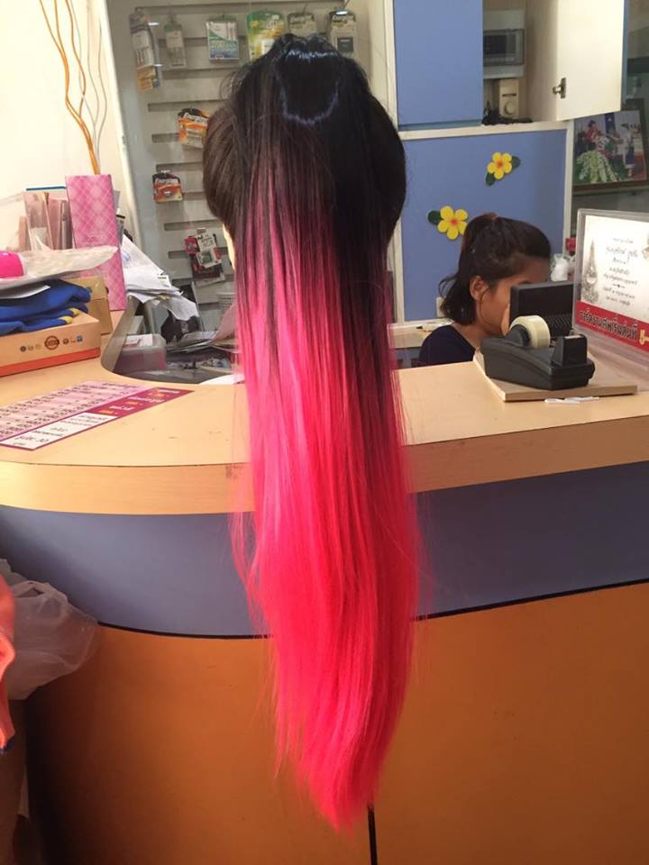 (พร้อมส่ง) วิกหางม้าหนีบตรงไฮไลท์ปลายผมยาว 55 cm