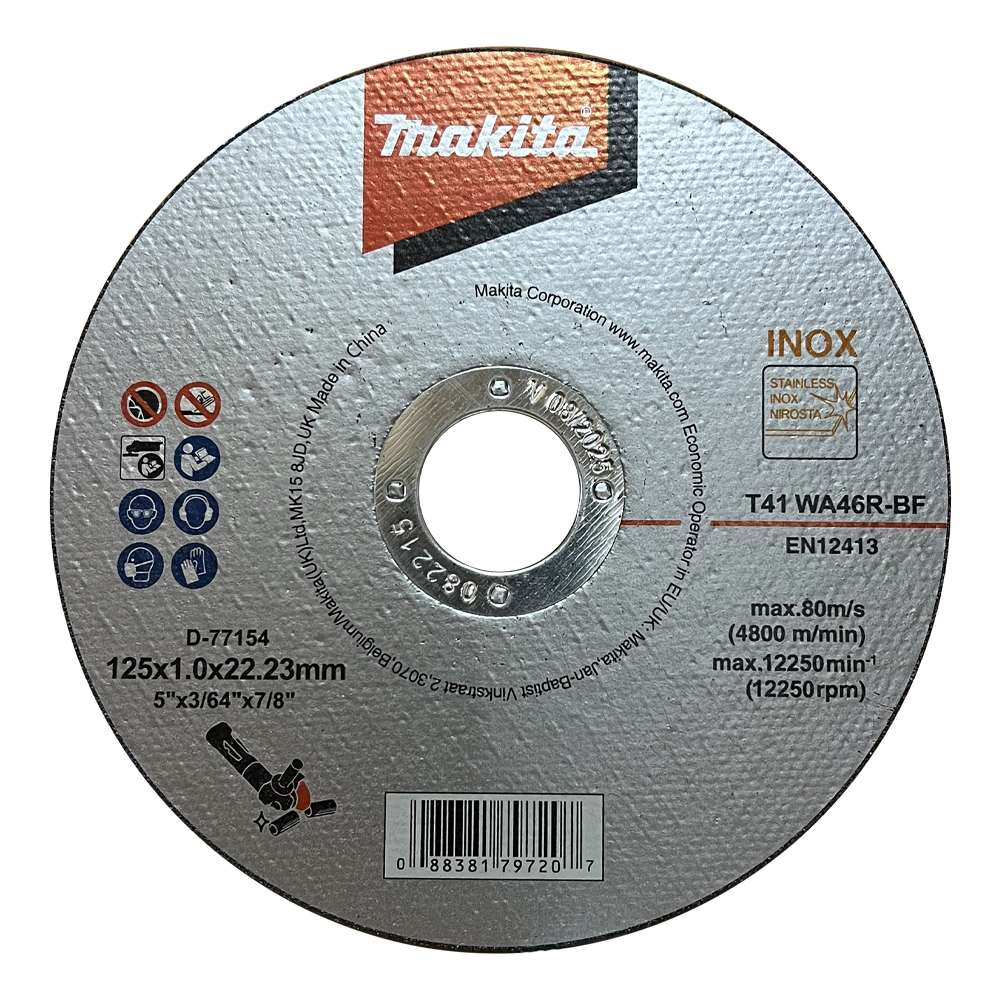 ใบตัดสแตนเลส MAKITA 5″ 125x1x22.23mm WA46R D-77154