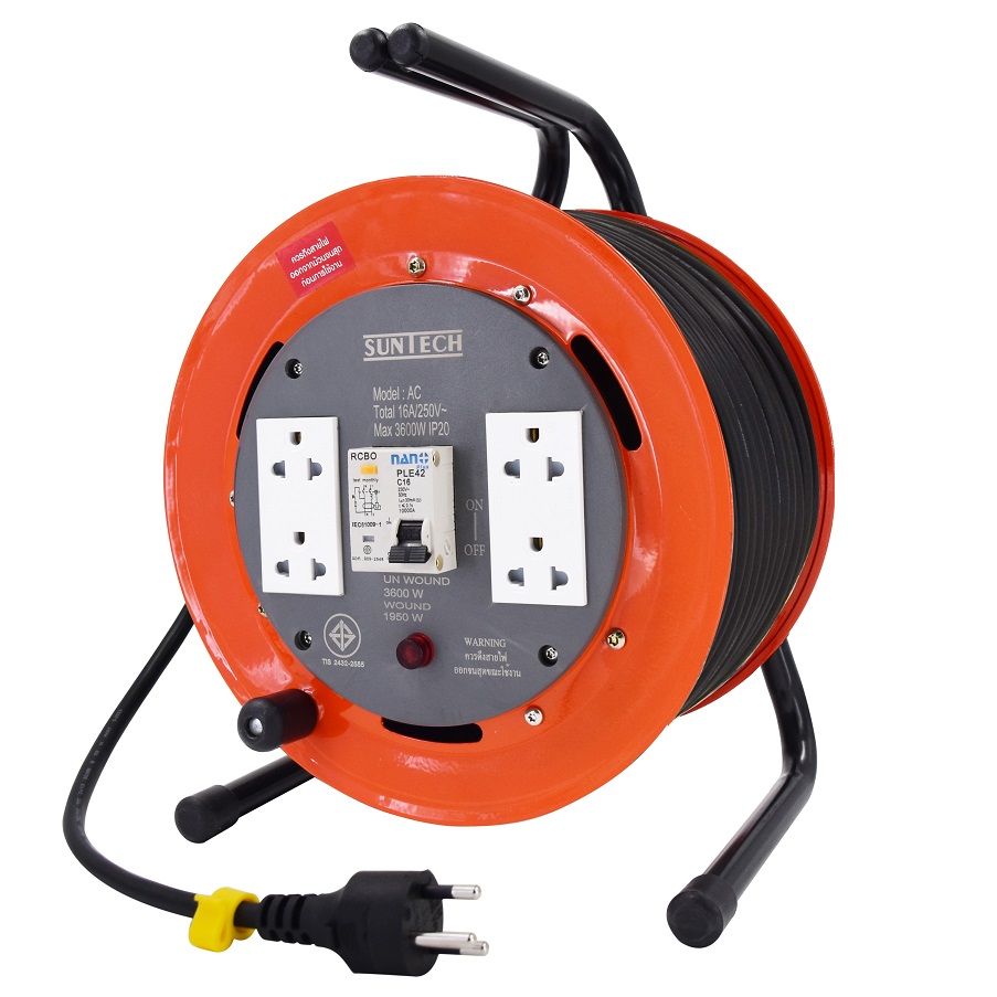 ล้อเก็บสายไฟ SUNTECH 16 A ขนาด 1.5 mm. x ยาว 20 เมตร มีเบรคเกอร์ AC1520