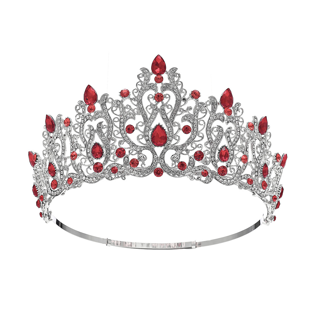 (พร้อมส่งจากไทย) มงกุฏ 114 สีแดง มงกุฎนางงาม มงกุฎเพชร สวยงามอลังการ ฐานมงวงกลมปรับได้