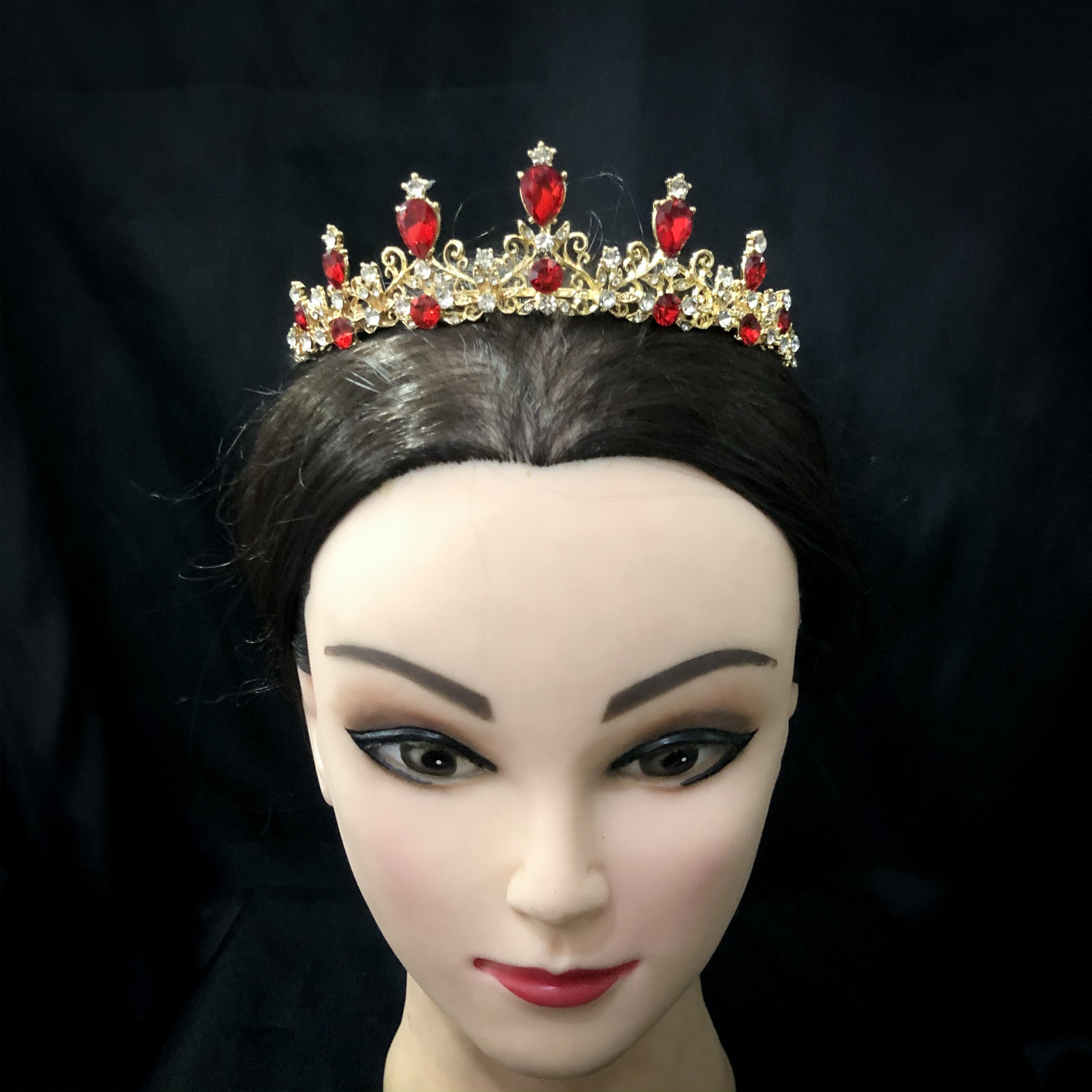 (พร้อมส่ง) เทียร่า 161 สีแดง มงกุฎนางงาม มงกุฎเจ้าหญิง งานสวย ปราณีต QCเพชรทุกเม็ด สินค้าพร้อมส่งจากไทย