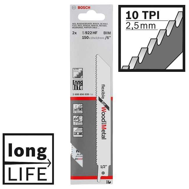 ใบเซเบอร์ S922HF BOSCH #2608656039