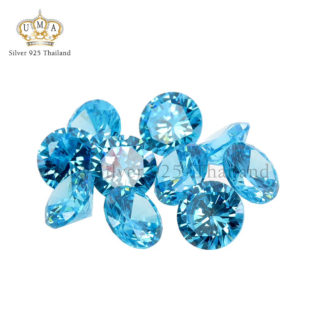 เพชรCZ 6A ทรงกลม โทเพช สีฟ้า อควา (Blue Topaz Aqua ROUND CZ) - Size 1.00mm - 1แพ็ค - 1000เม็ด