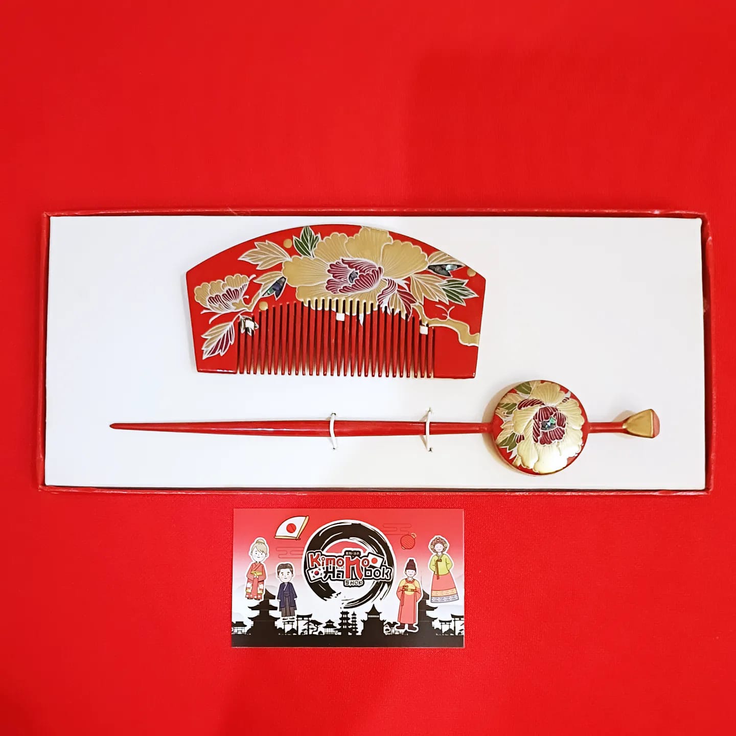 ชุดปิ่นไม้โทนสีแดงดำ คู่PINW20014