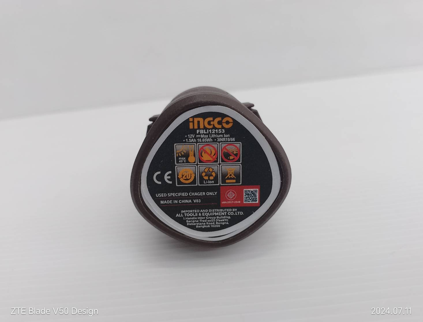 INGCO แบตเตอรี่ไอออน 12 V ขนาด 1.5AH (ชาร์จ TYPE C) รุ่น FBLI12153 ใช้กับสว่านไร้สาย 12V INGCO ทุกกรุ่น
