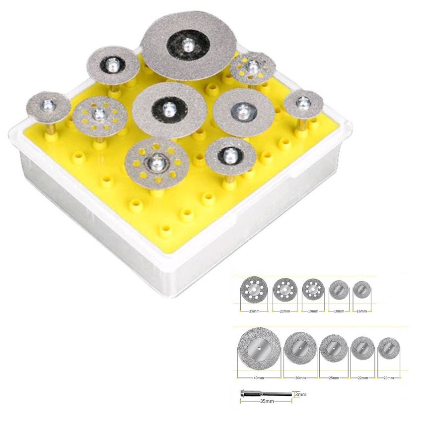 ชุดใบตัดเพชร 10ชิ้น แกน3มม. E18829