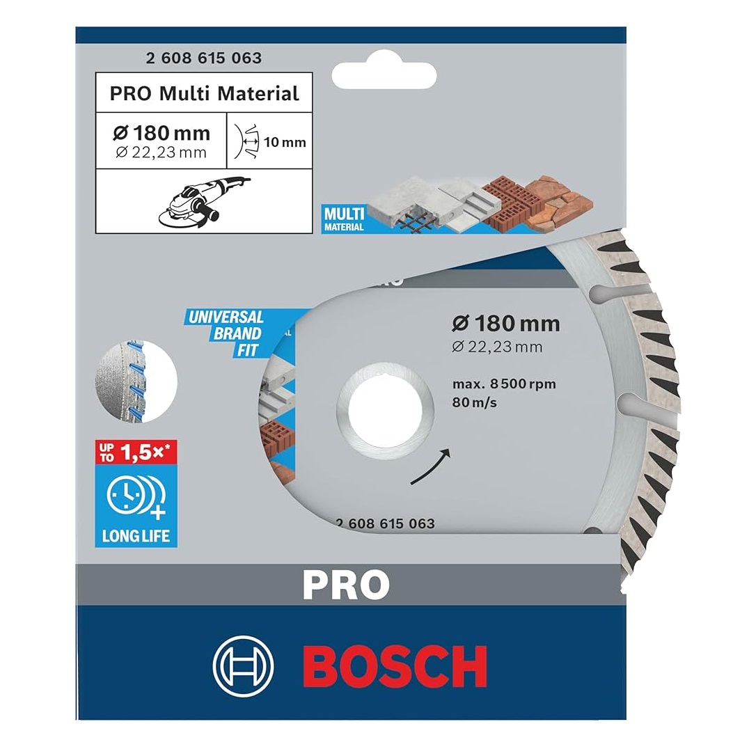 ใบเพชรตัดคอนกรีต7" BOSCH PRO Multi Material Diamond Disc, 180 x 22.23 mm
