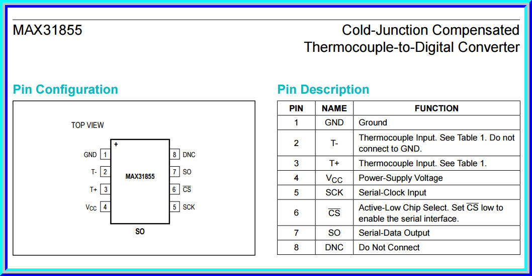 1x MAX31855 Cold-Junction Compensated Thermocouple-to-Digital Converter Module